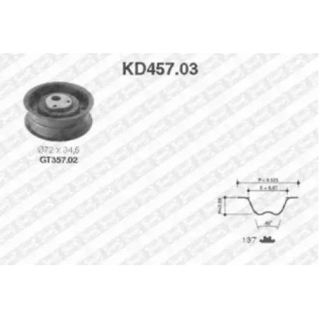 Комплект ГРМ VW T4 1.9D/TD (55405) KD457.03