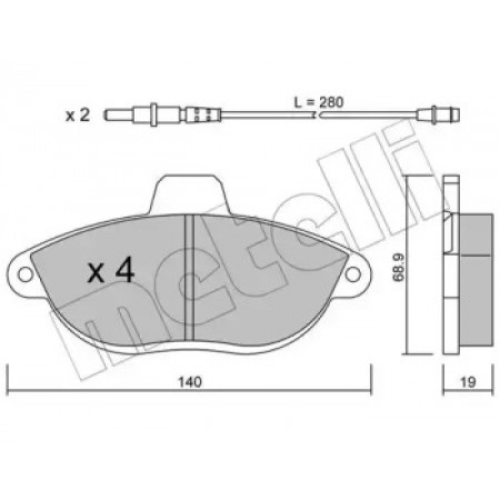 Колодки гальмівні (передні) Fiat Scudo/Peugeot Expert 96- (с датчиком) (22-0105-0)