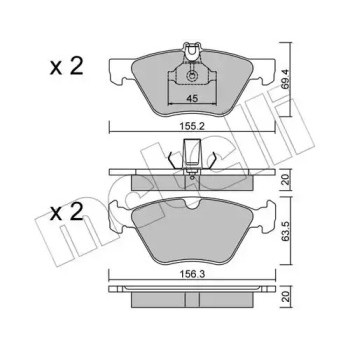 Колодки гальмівні (передні) MB E-class (W210/S210)/CLK-class (C208) 95-03/SLK-class (R170) 00-04 (22-0252-0)