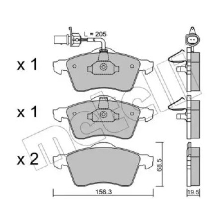 Колодки гальмівні (передні) VW T4 90-03 R15 (+датчик) (22-0263-1)