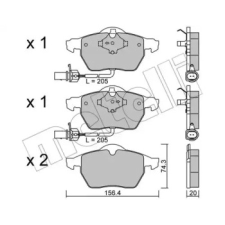Колодки тормозные (передние) Audi A4/A6 95-11/Skoda SuperB 01-08/VW Passat B5 00-05 (+датчики) (22-0314-0)