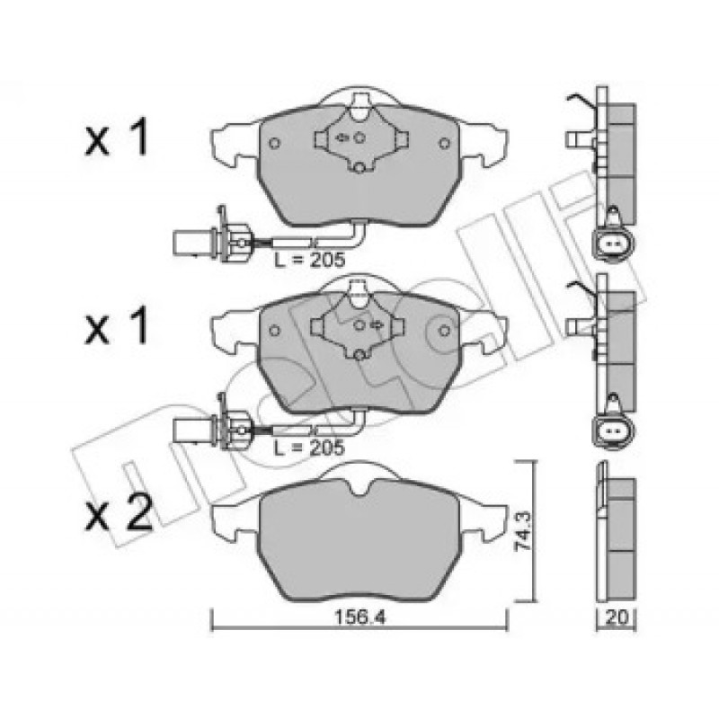 Колодки тормозные (передние) Audi A4/A6 95-11/Skoda SuperB 01-08/VW Passat B5 00-05 (+датчики) (22-0314-0)