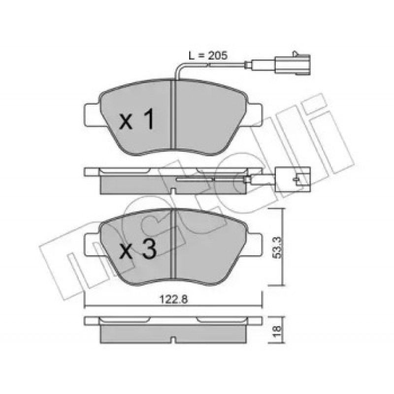 Колодки тормозные (передние) Citroen Nemo 10-/Peugeot Bipper/Fiat 500/500C 08-/Punto 12- (+датчики) (22-0321-0)