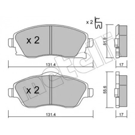 Колодки гальмівні (передні) Opel Combo 01-/Corsa C 00-09/Meriva A 03-10/Tigra 04-10 (22-0340-0)