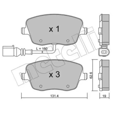 Колодки гальмівні (передні) Seat Ibiza/VW Polo 01-09/Skoda Fabia 99-14/Roomster 06-15 (+датчик) (22-0547-1)