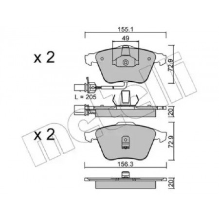 Колодки гальмівні (передні) Audi A6 97-05 (+датчики) (22-0549-0)