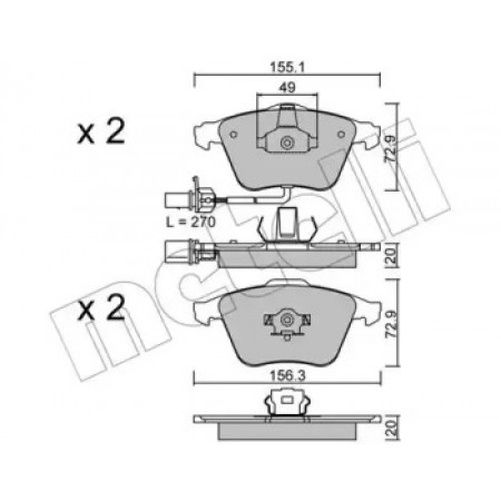 Колодки тормозные (передние) Audi A4 03-09/A6/A8 03-11/Seat Exeo 08-13 (+датчики) (22-0549-1)
