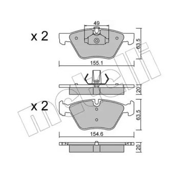 Колодки тормозные (передние) BMW 3 (E90/E91/E92) 07-13/5 (E60/E61) 03-10/X1 (E84) 09-15 (22-0557-0)