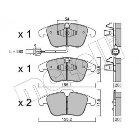 Колодки гальмівні (передні) Audi A4 07-18/Audi A5 07-/Audi Q5 12-17 (+датчик) (22-0675-2)