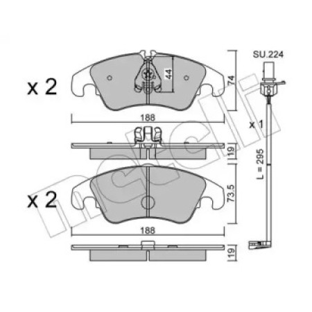 Колодки тормозные (передние) Audi A4 07-18/A5 07-/Q5 13-17 (+датчик) (22-0775-0K)