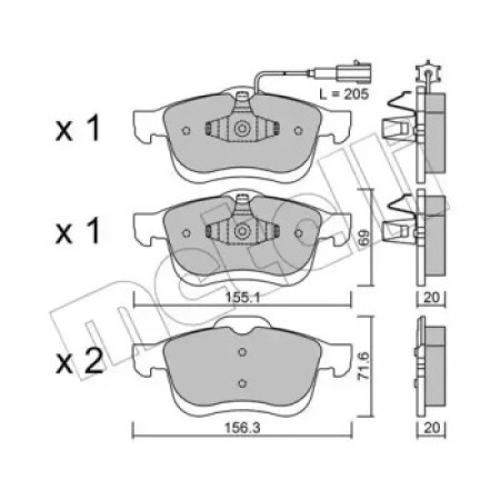 Колодки тормозные (передние) Fiat Doblo 01-/10-/Opel Combo 12- (+датчики) (22-0824-0)