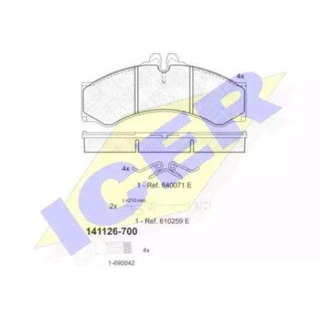 Колодки тормозные (передние/задние) MB Sprinter 408-416/VW LT 46 96- (Perrot)/(с датчиками) 141126-700