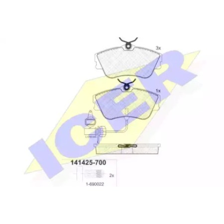 Колодки тормозные (передние) VW T4 R15 90-04 (Lucas) (с датчиком) 141425-700
