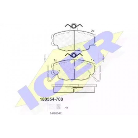 Колодки тормозные (передние) Renault Clio/Espace/11/19/21/Peugeot 205/309 82-00 (с датчиками) 180554-700