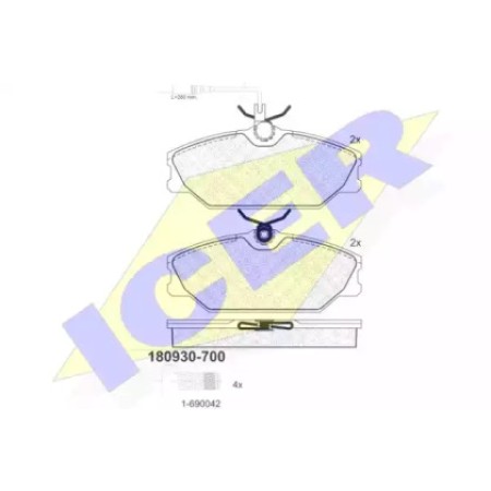 Колодки тормозные (передние) Renault Laguna I/Megane I 1.6-2.0 i/DT 93-05 180930-700