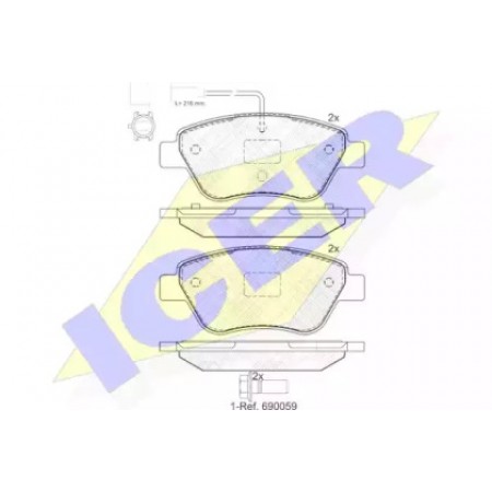 Колодки тормозные (передние) Citroen Nemo/Peugeot Bipper 08- (Bosch)/(с датчиками) 181444-203