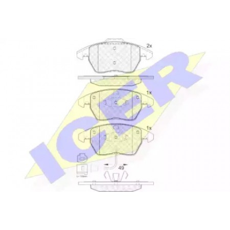 Колодки тормозные (передние) VW Caddy/Golf/Passat 03- (с датчиком) (Ate - Teves) 181567