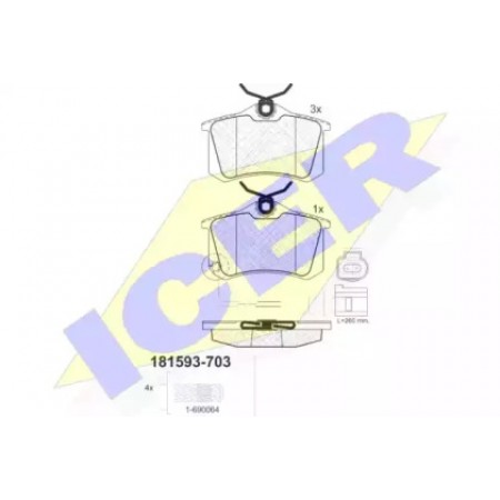 Колодки тормозные (задние) VW Caddy III/Golf V 04-/Passat IV/V 96-05/Skoda Fabia 99- (с датчиком) 181593-703