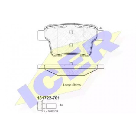 Колодки тормозные (задние) Ford Mondeo III 1.8-2.2 00-09 (Bosch) 181722-701