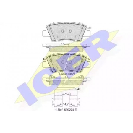 Колодки тормозные (задние) Kia Ceed II/Rio III/Hyundai Accent/i20/i30/i40 10- (Akebono) 182036