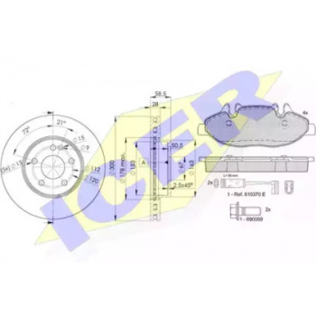 Комплект тормозной передний (диски+колодки с датчиками) MB Vito (W639) 03- (300х28) 31675-0415