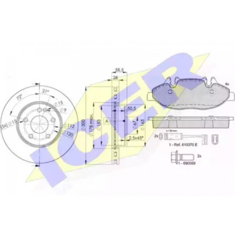 Комплект тормозной передний (диски+колодки с датчиками) MB Vito (W639) 03- (300х28) 31675-0415