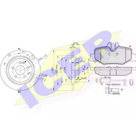 Комплект тормозной задний (диски+колодки с датчиками) MB Vito (W639) 03- (296х10) 31676-0416