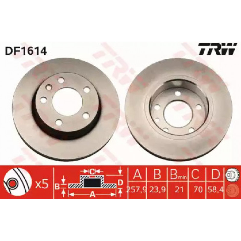 Тормозной диск TRW DF1614
