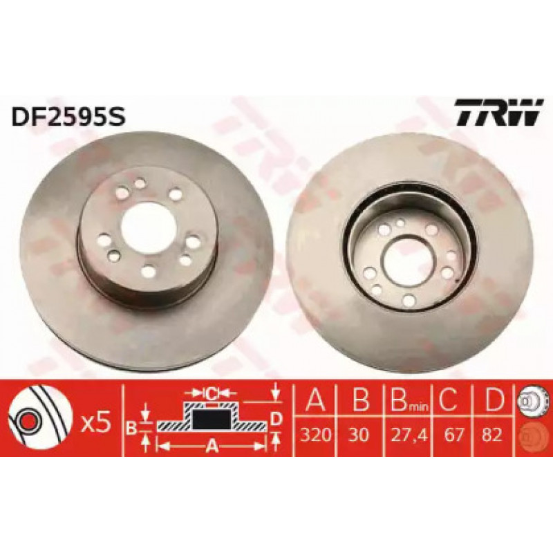 Тормозной диск TRW DF2595S