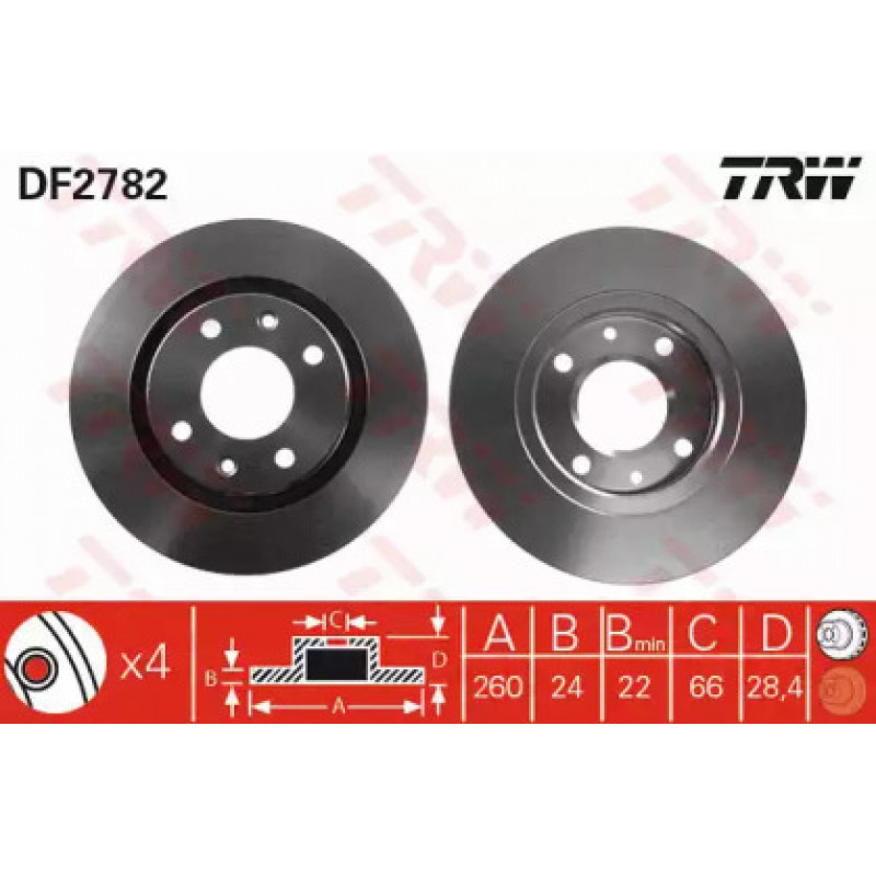Тормозной диск TRW DF2782
