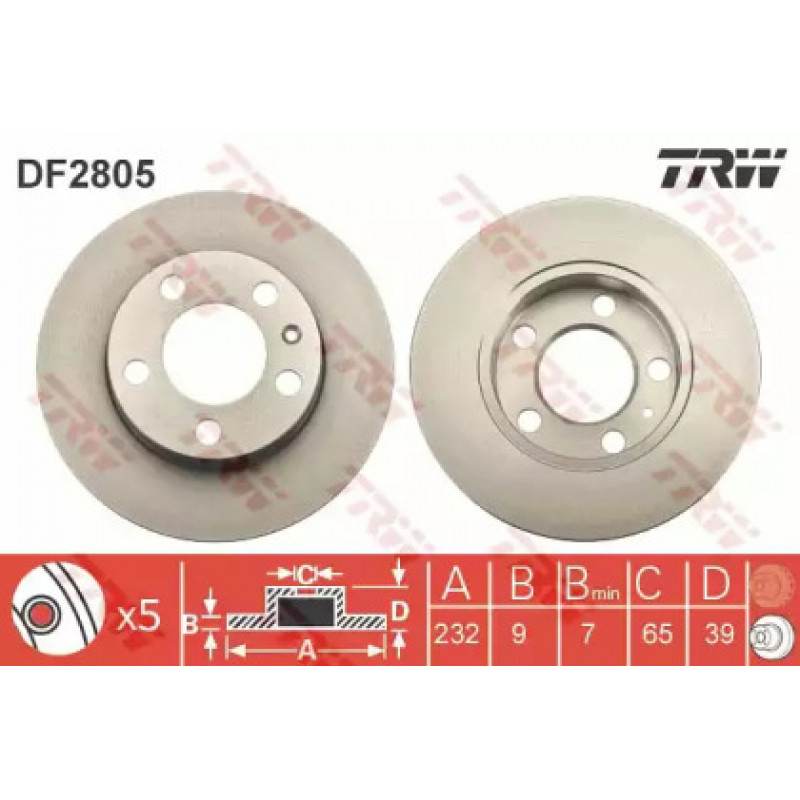 Тормозной диск TRW DF2805