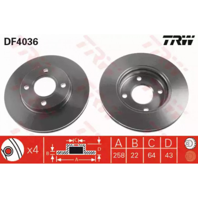 Тормозной диск TRW DF4036
