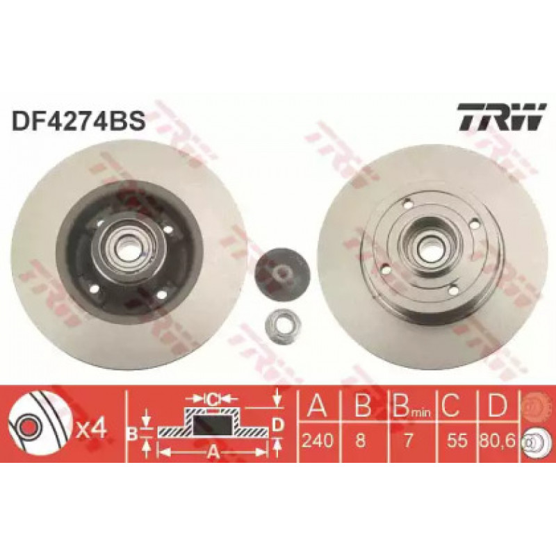 Тормозной диск TRW DF4274BS