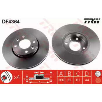 Тормозной диск TRW DF4364