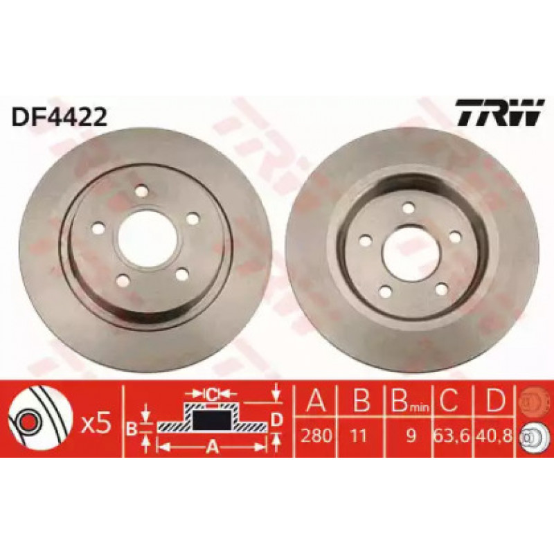 Тормозной диск TRW DF4422