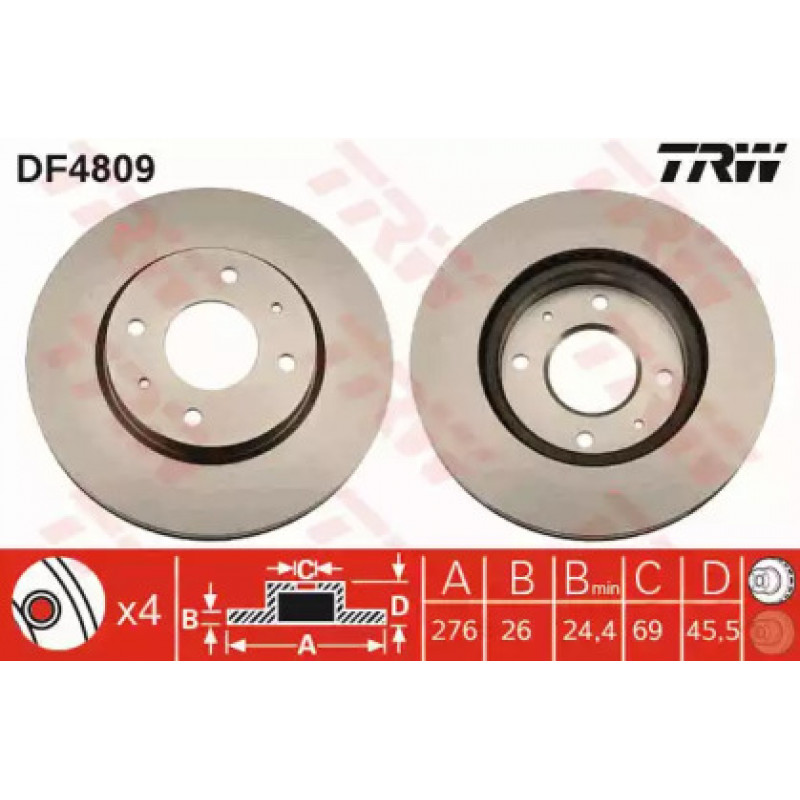 Тормозной диск TRW DF4809