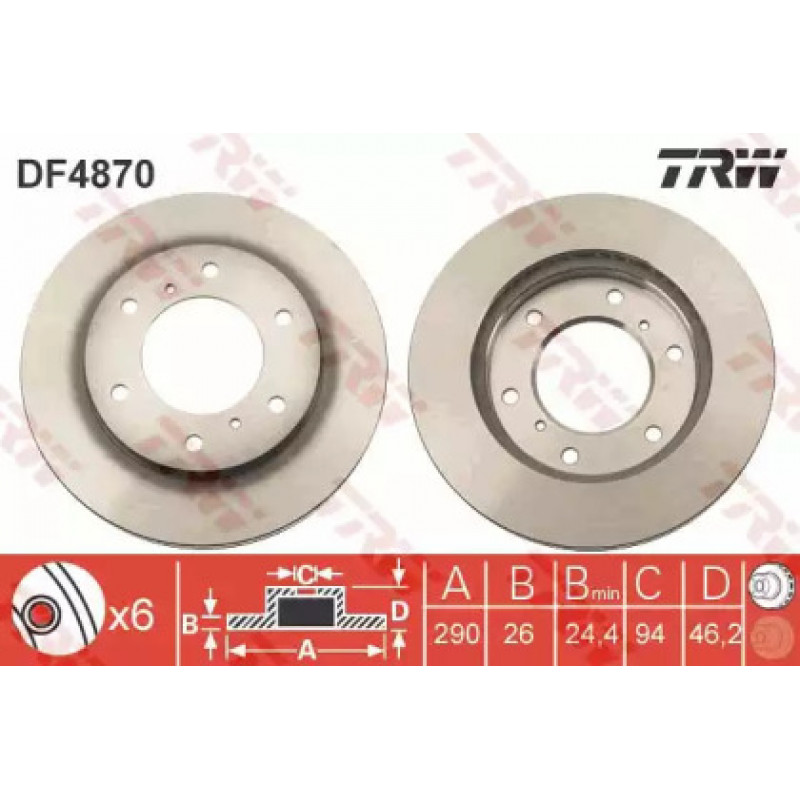 Тормозной диск TRW DF4870
