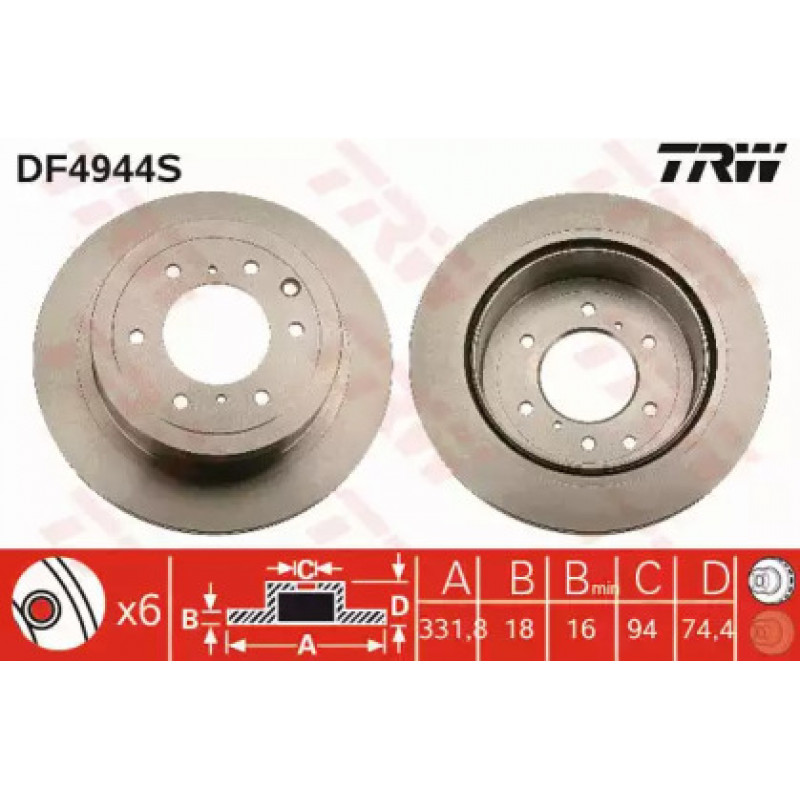 Тормозной диск TRW DF4944S