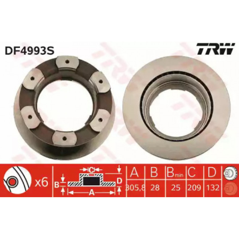 Тормозной диск TRW DF4993S
