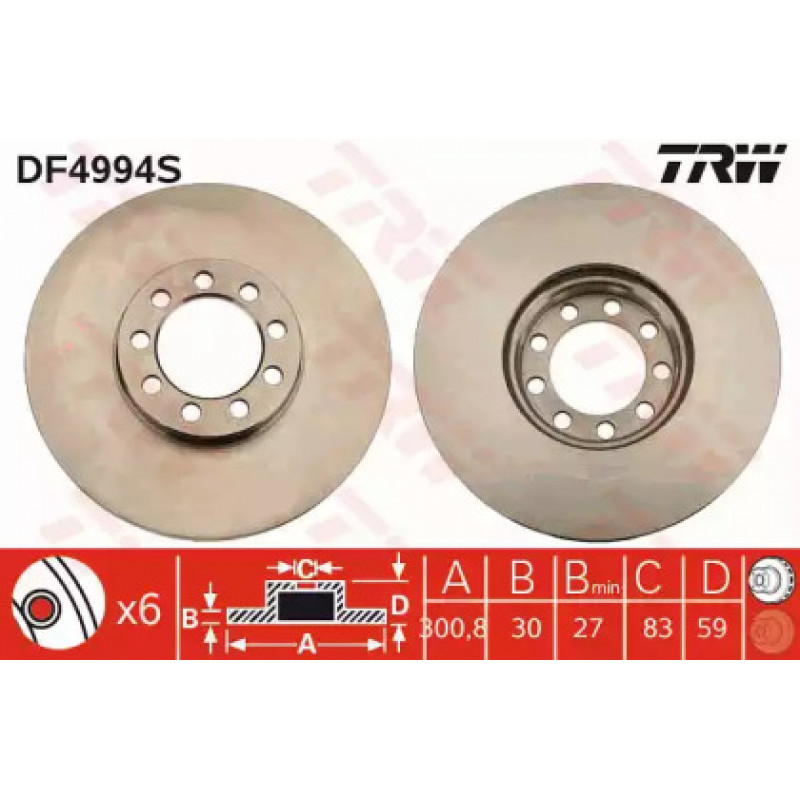Тормозной диск TRW DF4994S
