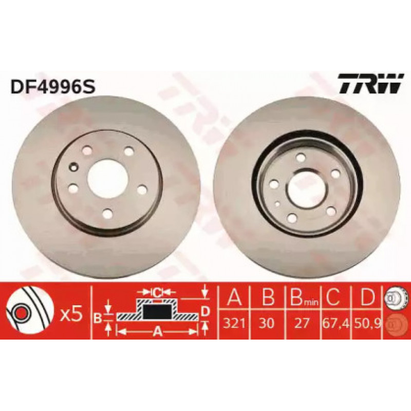 Тормозной диск TRW DF4996S