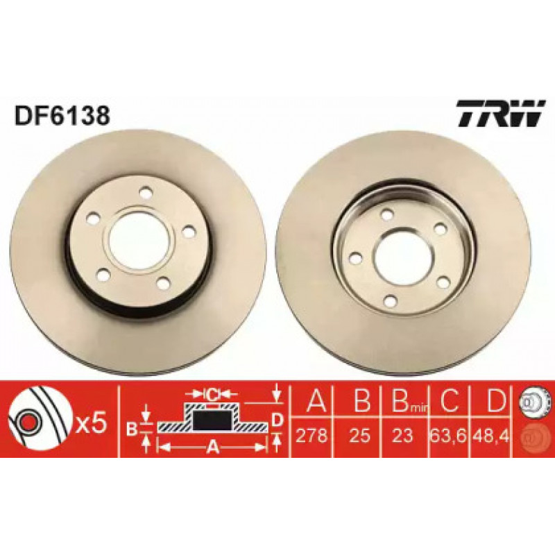 Тормозной диск TRW DF6138