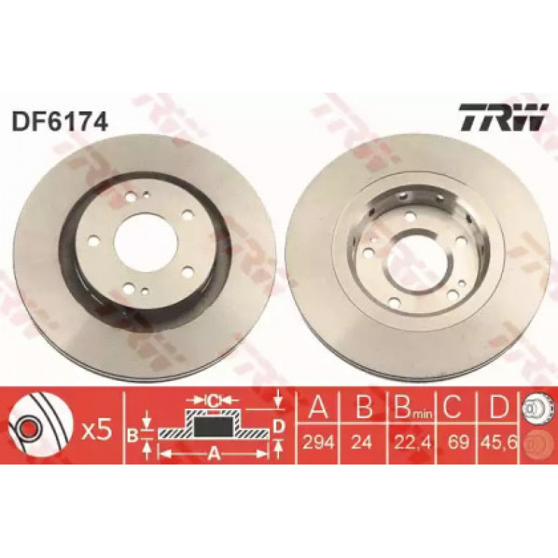 Тормозной диск TRW DF6174