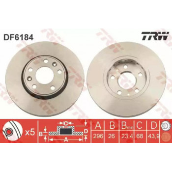 Тормозной диск TRW DF6184