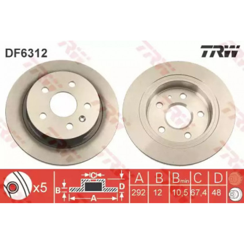 Тормозной диск TRW DF6312