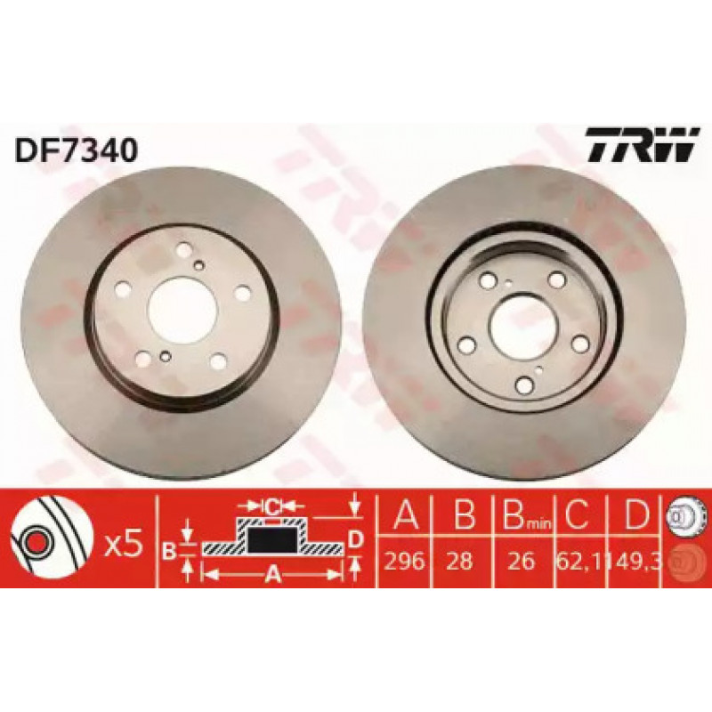 Тормозной диск TRW DF7340