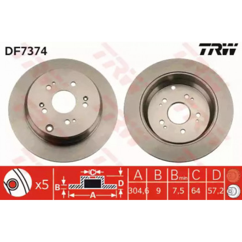 Тормозной диск TRW DF7374