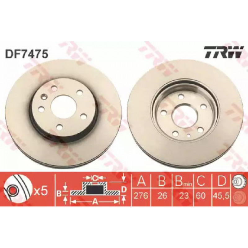 Тормозной диск TRW DF7475