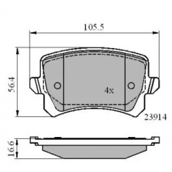 Тормозные колодки зад. Passat 05-/Sharan 10-/Tiguan 07- (NP2616)