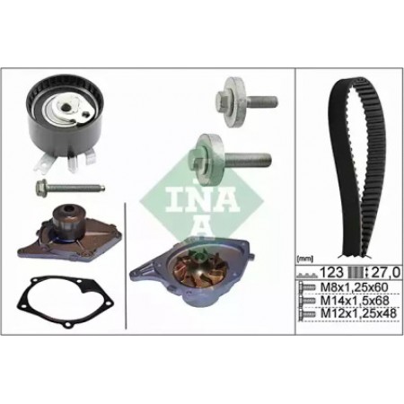 Комплект ГРМ + помпа Renault Kangoo 1.5dCi 01- (123x27) (530 0197 30)